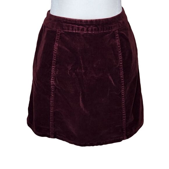 Arizona Jean Co Corduroy Skirt Burgundy Wine Button Front Y2K Juniors Size 5/27 - Picture 4 of 9
